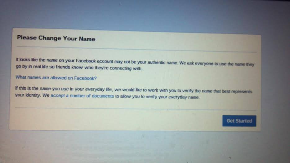 Image of screenshot from Facebook