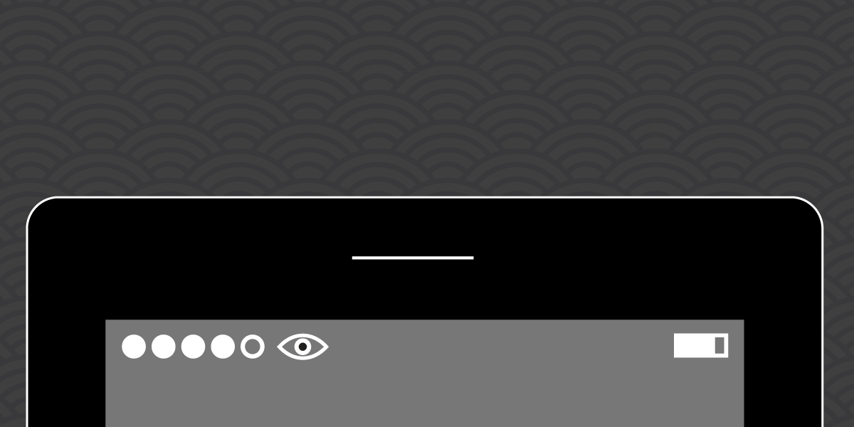 an eyeball is shown beside the cellphone signal strength