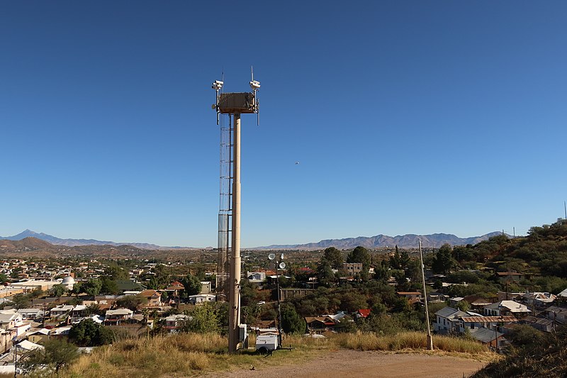 An RVSS in Nogales, Ariz. An RVSS tower overlooking a city.